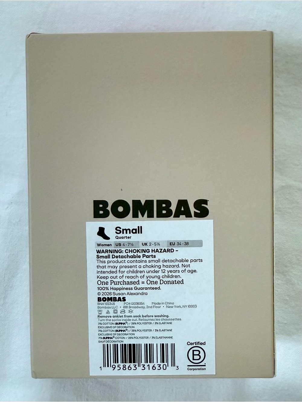 Bombas x Susan Alexandra Charms Anklet Quarter Socks | Size Small NWT - Picture 7 of 11